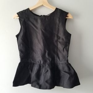 Raoul Silk Black Peplum Sleeveless Top 2